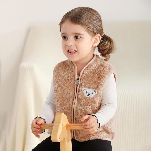 Baby Boys Girls Fleece Vest Zip Up Cute Bear Jackets Fuzzy Fall Winter Warm Clothes Newborn Outwear for Toddler Infant in Kuwait