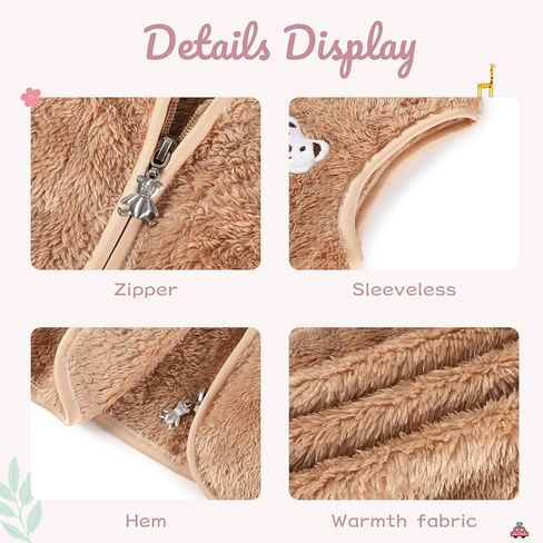 Baby Boys Girls Fleece Vest Zip Up Cute Bear Jackets Fuzzy Fall Winter Warm Clothes Newborn Outwear for Toddler Infant in Kuwait