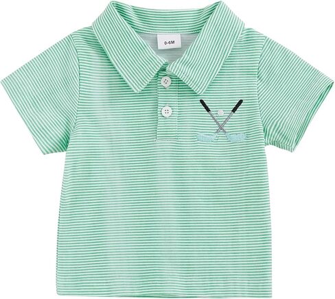 Toddler Baby Boy Shirt Golf Stripes Short Sleeve Button Down T-Shirt Tops Cute Infant Casual Tee Summer Clothes in Saudi Arabia