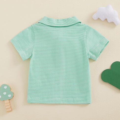 Toddler Baby Boy Shirt Golf Stripes Short Sleeve Button Down T-Shirt Tops Cute Infant Casual Tee Summer Clothes in Saudi Arabia