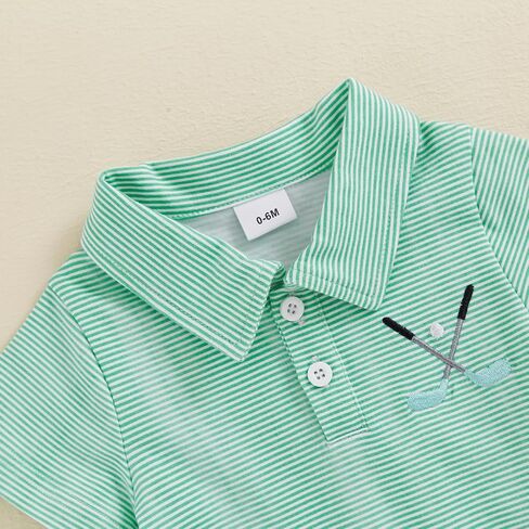 Toddler Baby Boy Shirt Golf Stripes Short Sleeve Button Down T-Shirt Tops Cute Infant Casual Tee Summer Clothes in Saudi Arabia