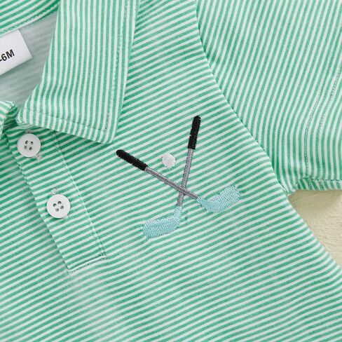 Toddler Baby Boy Shirt Golf Stripes Short Sleeve Button Down T-Shirt Tops Cute Infant Casual Tee Summer Clothes in Saudi Arabia