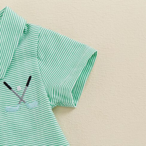 Toddler Baby Boy Shirt Golf Stripes Short Sleeve Button Down T-Shirt Tops Cute Infant Casual Tee Summer Clothes in Saudi Arabia