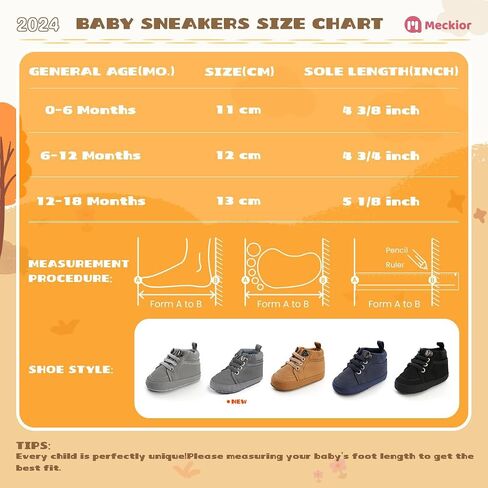 Meckior Toddler Baby Boys Girls High Tops Ankle Sneakers Soft Anti-Slip Sole PU Leather Moccasins Infant Newborn Prewalker First Walking Crib Shoes in Kuwait