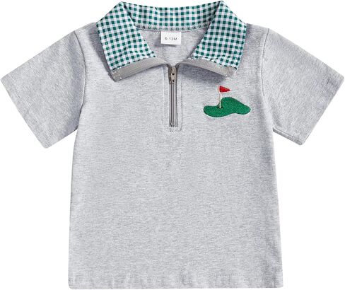 Toddler Baby Boy Shirt Golf Stripes Short Sleeve Button Down T-Shirt Tops Cute Infant Casual Tee Summer Clothes in Saudi Arabia