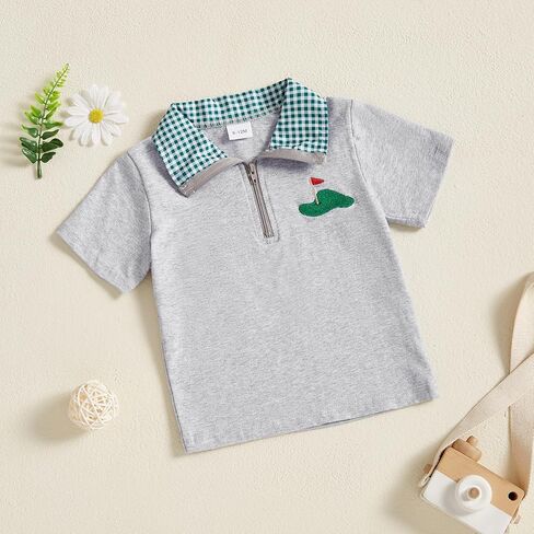 Toddler Baby Boy Shirt Golf Stripes Short Sleeve Button Down T-Shirt Tops Cute Infant Casual Tee Summer Clothes in Saudi Arabia