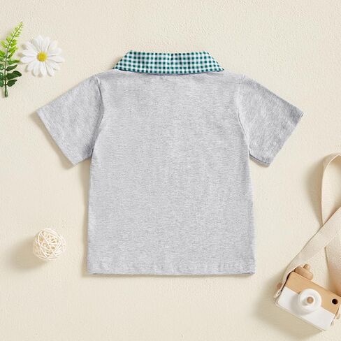 Toddler Baby Boy Shirt Golf Stripes Short Sleeve Button Down T-Shirt Tops Cute Infant Casual Tee Summer Clothes in Saudi Arabia
