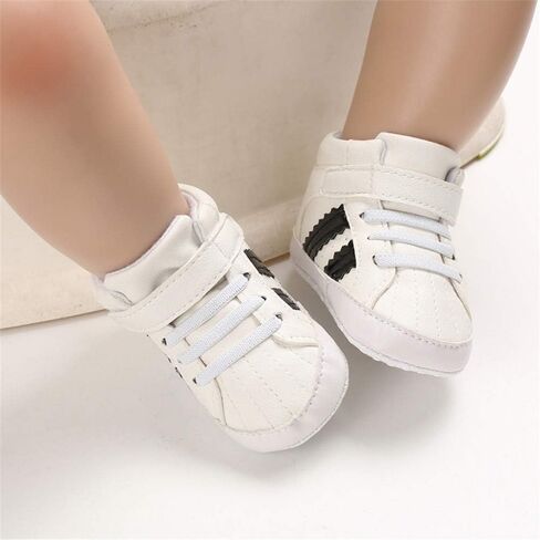 Meckior Toddler Baby Boys Girls High Tops Ankle Sneakers Soft Anti-Slip Sole PU Leather Moccasins Infant Newborn Prewalker First Walking Crib Shoes in Kuwait