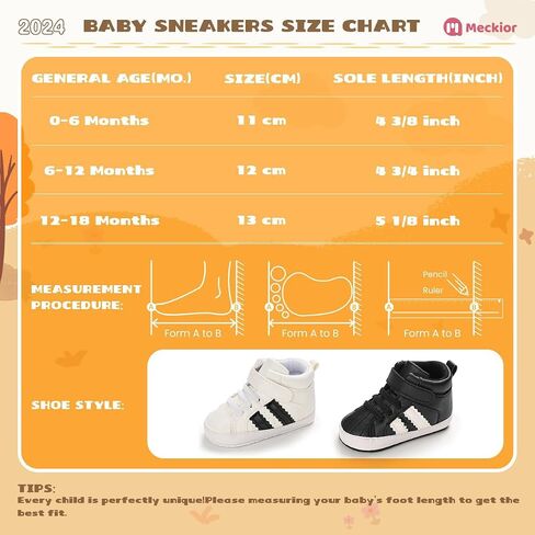 Meckior Toddler Baby Boys Girls High Tops Ankle Sneakers Soft Anti-Slip Sole PU Leather Moccasins Infant Newborn Prewalker First Walking Crib Shoes in Kuwait