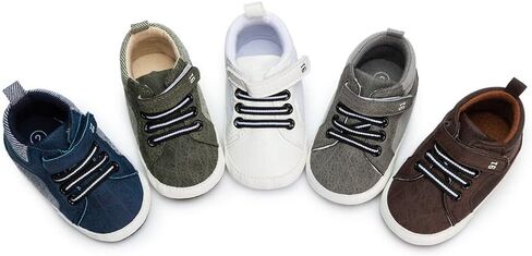 Meckior Toddler Baby Boys Girls High Tops Ankle Sneakers Soft Anti-Slip Sole PU Leather Moccasins Infant Newborn Prewalker First Walking Crib Shoes in Kuwait
