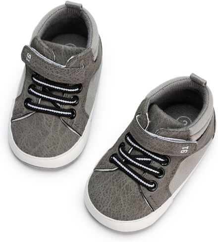 Meckior Toddler Baby Boys Girls High Tops Ankle Sneakers Soft Anti-Slip Sole PU Leather Moccasins Infant Newborn Prewalker First Walking Crib Shoes in Kuwait