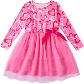 Vieille Toddler Girls Valentines Day Outfits Long Sleeve Princess Party Tulle Dress 2-6 Years
