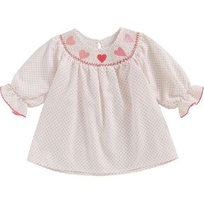 Toddler Baby Girl Valentines Day Outfit Heart Embroidery Smocked Dress Long Sleeve Princess Dresses Cute Clothes