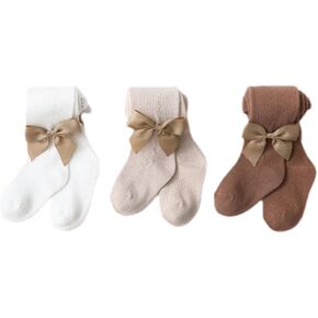 Baby Toddler Girl's Tights 3/4/5 Pack Cable Knit Leggings Little Girls Seamless Stockings Bows Cotton Pantyhose