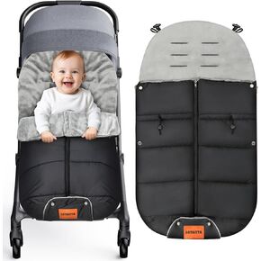 Warm Bunting Bag, Universal Stroller Cover for Winter Sleeping Bag Blanket Cold Weather, Waterproof Toddler Footmuff (Black, Large)