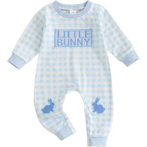 Bagilaanoe Infant Baby Boy Valentine’s Day Outfit Clothes Plaid Long Sleeve Romper One Piece Jumpsuit Pants