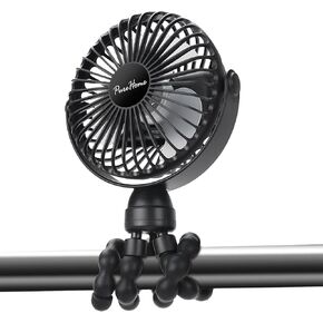 Mini Portable Stroller Fan Battery Operated and USB Rechargeable,360°Rotation Ultra Quiet Personal fan for office, bedroom or chilling outside