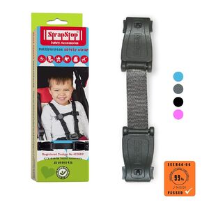 Strap Stop Anti Escape Car Seat Strap — UK Made, Crash Tested, ECE R44-04 & R129 Passed Buckle up Houdini Straps for Car Seat — Multi-use & Impossible to Unlock (1 x Car Seat Safety Clip) - 4 Colors