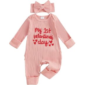 My First Valentines Day Baby Girl Outfit Long Sleeve Romper Jumpsuit Winter Spring Newborn Girl Outfits Clothes