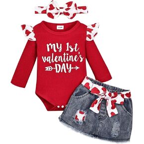 My Fisrt Valentine Day Outfit Infant Baby Girl Valentines Day Outfits Baby Girl Clothes Cute Love Heart Skirt Set