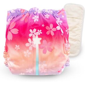 Reusable Cloth Diapers with Wetness Indicator, Swim Diaper, 6 Waterproof Skin Friendly Covers＆Insert One Size Adjustable Washable Diapers for Newborns, Baby (11-33 pounds, 0-3 Years, Cute)