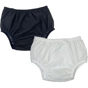 Leakproof Cloth Diaper Covers for Adult, Incontinence Protective Briefs Underwear, Reusable Plastic Pants Special Needs 2Pcs (WhiteBlack, XL)