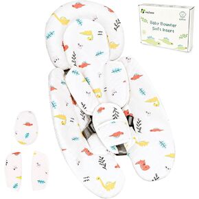 vocheer Newborn Insert Compatible with 4moms Mamaroo RockaRoo & Graco DuetSoothe Swing, Reversible Infant Insert Head & Body Support Cushion, Large Size, Cotton & Mesh Material, Dinosaur