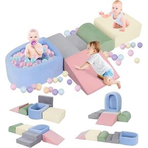 Foam Climbing Blocks for Toddler, Toddler Climbing Toys Indoor, Toddler Foam Climbing Blocks with Ball Pit for Baby, Toddler Climbing Blocks Foam Soft Play Set Playground (Balls not Included)