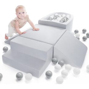 ZICOTO Fun Climbing Toy Set for Toddlers Aged 1-3 - The Perfect Set incl. Ball Pit & Climbing Blocks for Unlimited Indoor Fun - Soft Foam Play Gym for Baby/Kids to Safely Learn New Skills Inside