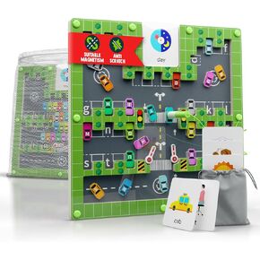Premium Magnetic Alphabet Maze Ages 3-7,Montessori Toddlers Toy,Wooden Car Puzzle Kids Sensory Board Fine Motor Skills Game Boys Girls Preschool Letters Words Learning Travel Toy Kids Gift with Bag