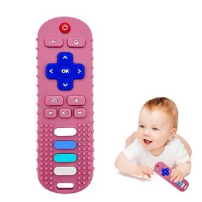 Baby Teething Toys, Food Grade Silicone Teether for Babies 3 6 12 18 Months, TV Remote Shape Toddlers Chew Toys, Freezer BPA Free (Black+Khaki)