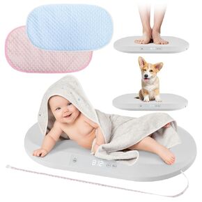 Smart Weigh Accurate Digital Baby and Pet Scale with Changing Pad Infant Weight Scale Cats Dogs Scales Weighing Newborns Touch Button High Precision Sensor Non-Slip Feet 40kg Capacity