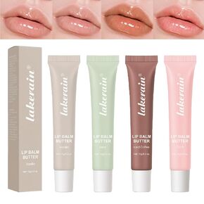 Petansy 4PCS Summer Special Lip Butter Balm - Conditioning Lip Mask and Lip Balm for Instant Moisture,Natural Ingredients Vegan Non-Sticky Lip Glowy Balm，Soothing Lip Care