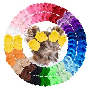Oaoleer 40pcs 4.5 "Bows Bows Clips Grosgrain Ribbon ، مقاطع التمساح ، إكسسوارات الشعر باريتات للأطفال الرضع للأطفال الصغار الأطفال المراهقين (4.5 بوصة ، 20 لونًا في أزواج) in Kuwait