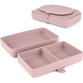 Silicone Baby Plate, Foldable & Compact Food Grade Silicone Plates, Foldable Toddler Travel Essential with Suction for Toddlers (Almond Butter)