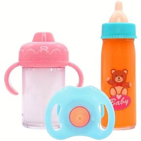 Silicone Doll's Play Milk Bottle Baby Dolls Feeding Bottle Magic Set Disappearing Milk Play Set,Reborn Baby Doll's Accessories Pacifier for Christmas, Halloween, and Birthday Gifts.