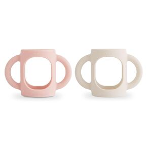 mushie Silicone Baby Bottle Handles 2-Pack | Narrow Bottle Compatible for 3 Months+ (Tradewinds/Shifting Sand)