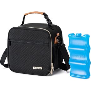 Baby Bottle Cooler Bag with Ice Pack, Breastmilk Cooler Bag Fits 6 Baby Bottle Up to 9 Oz, Insulated Bottle Bag with Should Straps for Travel & Work, Black