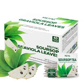 Soursop Tea Bags with Soursop Graviola Leaves - Pure Flavor Gluten & Caffeine Free - Support Digestion Health, Healthy Skin - 40 Tea Bags - 1.5Gr Each Bags