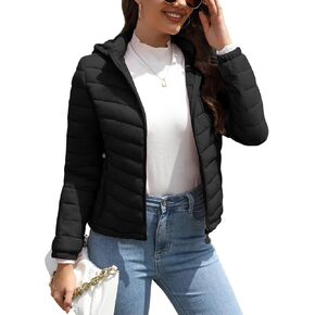 Bellivera Womens Lightweight Puffer Jacket, Winter Coats for Women Warm Quilted Bubble Padded Hood Coat with Faux Fur Collar