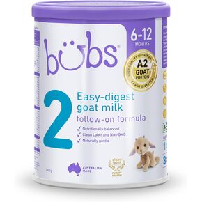 Bubs Goat Milk Infant Formula Stage 2, Infants 6-12 months, Made with Fresh Goat Milk, 14.1 oz