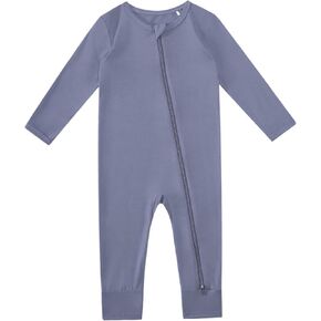 Baby Boys Girls Romper-Viscose Made from Bamboo, Long Sleeve Jumpsuits Zipped Footless Rompers, Unisex