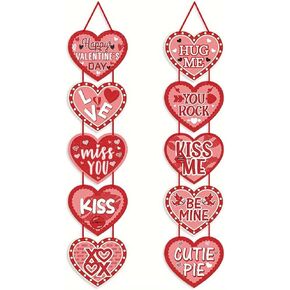 1 Pair Valentine's Day Door Sign Red Heart Paper Door Hanger Happy Valentine's Day Love Door Decorations Wedding Party Anniversary Home Front Door Decorations Window Wall Heart Shaped Decor