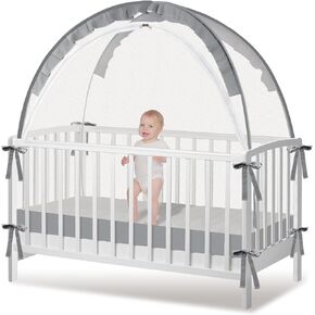 Crib Tent - Crib Net to Keep Baby in, Stop Baby from Climbing Out of Crib, Pop Up Baby Crib Tent with Durable Breathable Net Double Zipper Strong Rods Installation Convenience