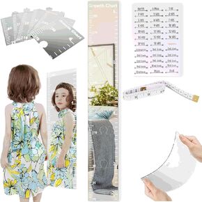 Growth Chart Mirror, Mirror Growth Chart for Wall, 70-180cm Height Chart for Kids, Puzzle Mirror Growth Chart for Kids, Kids Room Wall Growth Chart Bedroom Wall Decor, Foldable Height Measuring Mirror