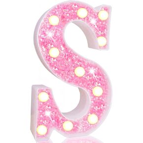 Pooqla Marquee Numbers Lights, light up Numbers Battery Powered, Glitter Lighted Numbers for Birthday Party, Shiny LED Numbers for Christmas Wedding Home Bar Decoration, Pink Number 7
