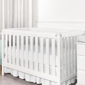 4 Pc Breathable Crib Rail Covers for Teething Mesh Corner Edge Protector Strip, Soft Furniture Guards, Reversible Guardrail Cover Protector for Boys Girls(White)