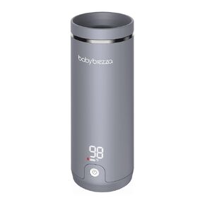 Baby Brezza Superfast Portable Baby Bottle Warmer – 50% Faster - Travel Breastmilk Warmer and Formula Warmer - Safe, Even Heating - Up to 9oz - No Adapters, Grey
