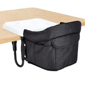 Portable Hook On High Chair with Tray for Babies & Toddlers, 6-36 Months, Collapsible Design, Fits Tables 0.8" to 3.5" Thick, Easy to Clean(Black)