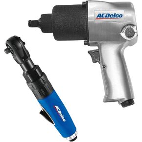 ACDelco ANI405A-NK1 Pneumatic Heavy Duty Twin Hammer ½" 5-Speed Impact Wrench & 3/8" Ratchet Wrench Combo Tool Kit